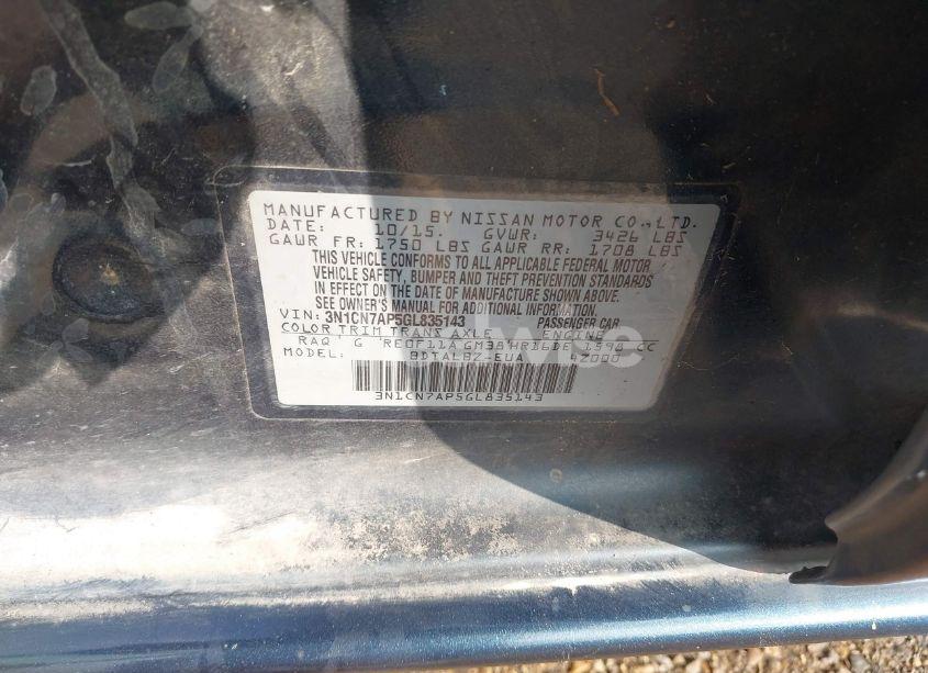 Photo 9 of 2016 Nissan Versa 1.6 SV (VIN 3N1CN7AP5GL835143)