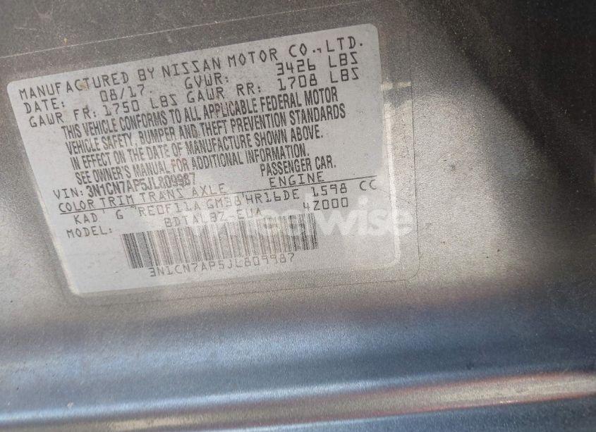 Photo 9 of 2018 Nissan Versa 1.6 SV (VIN 3N1CN7AP5JL809987)