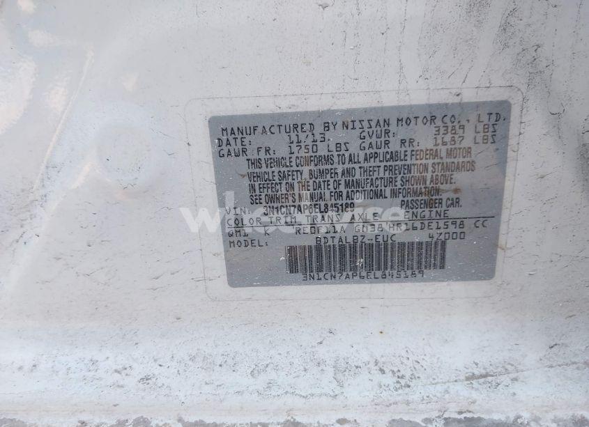 Photo 9 of 2014 Nissan Versa 1.6 SV (VIN 3N1CN7AP6EL845189)