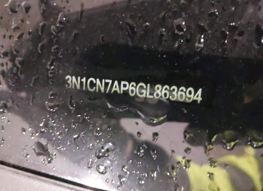 Photo 11 of 2016 Nissan Versa 1.6 S+ (VIN 3N1CN7AP6GL863694)