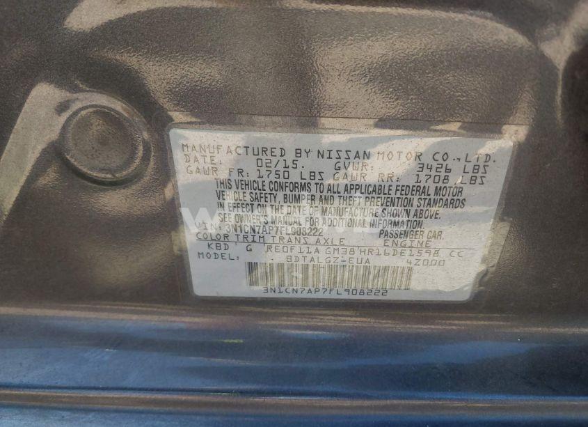 Photo 9 of 2015 Nissan Versa 1.6 SL (VIN 3N1CN7AP7FL908222)