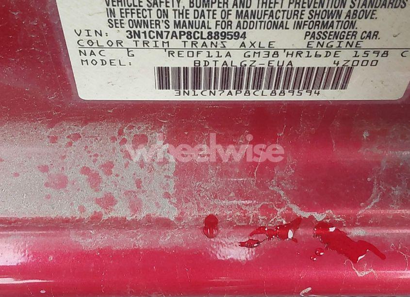 Photo 9 of 2012 Nissan Versa 1.6 SL (VIN 3N1CN7AP8CL889594)