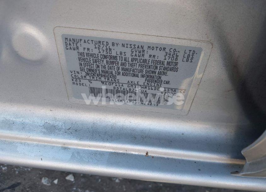 Photo 9 of 2017 Nissan Versa 1.6 SV (VIN 3N1CN7AP8HK424293)