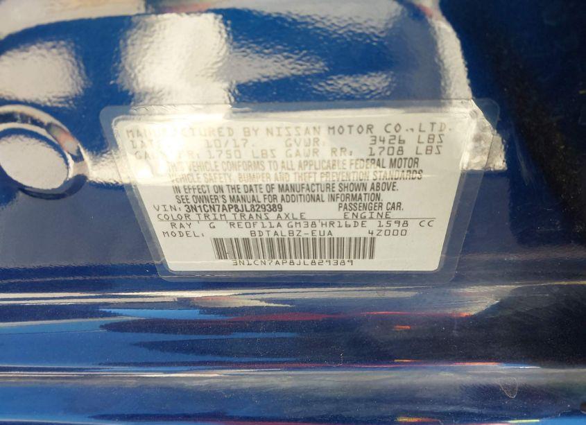 Photo 9 of 2018 Nissan Versa 1.6 SV (VIN 3N1CN7AP8JL829389)