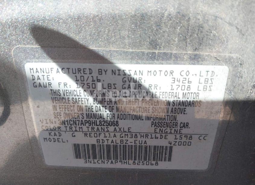 Photo 9 of 2017 Nissan Versa 1.6 SV (VIN 3N1CN7AP9HL825068)