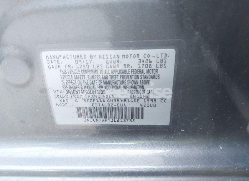 Photo 9 of 2018 Nissan Versa 1.6 SV (VIN 3N1CN7AP9JL813735)