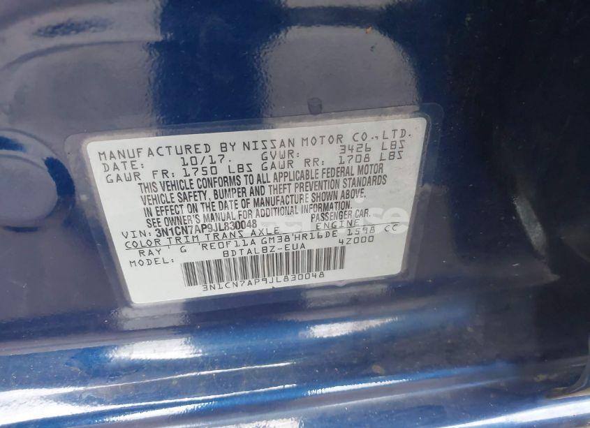 Photo 9 of 2018 Nissan Versa 1.6 SV (VIN 3N1CN7AP9JL830048)