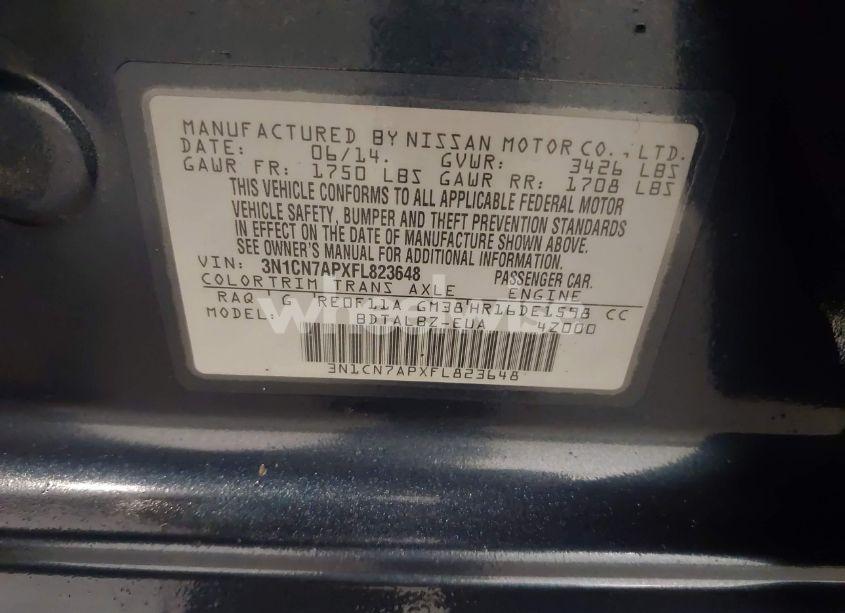 Photo 9 of 2015 Nissan Versa 1.6 SV (VIN 3N1CN7APXFL823648)