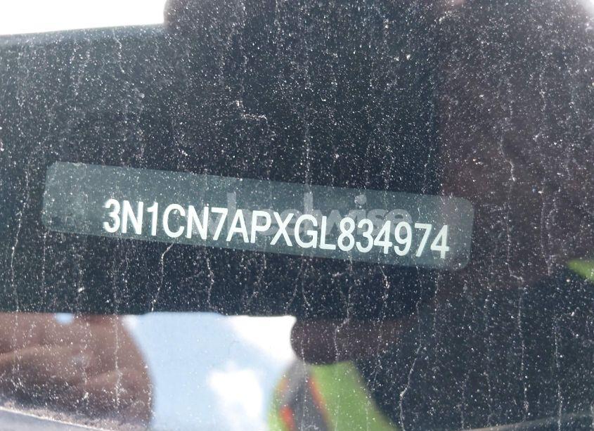 Photo 9 of 2016 Nissan Versa 1.6 S (VIN 3N1CN7APXGL834974)