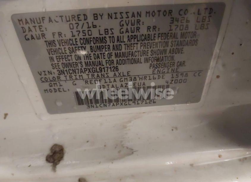 Photo 9 of 2016 Nissan Versa 1.6 S+ (VIN 3N1CN7APXGL917126)