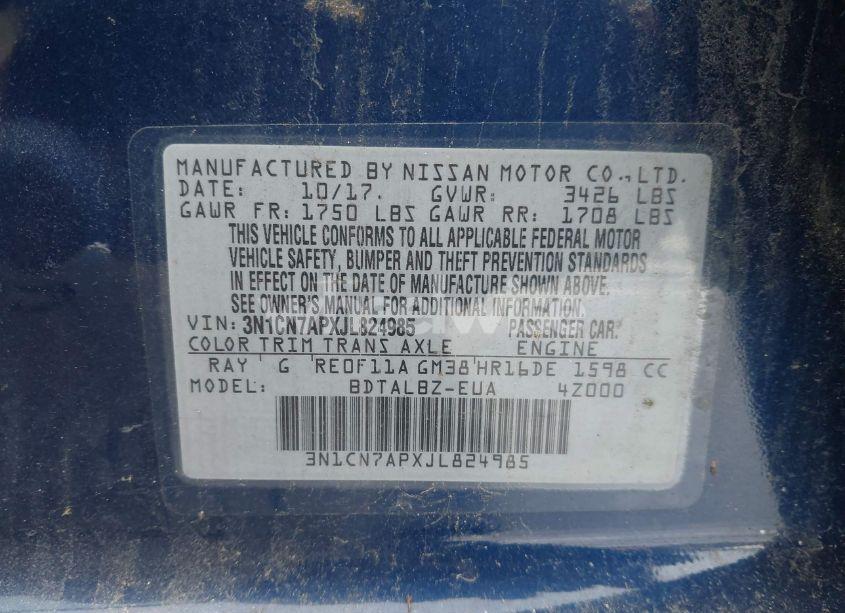 Photo 9 of 2018 Nissan Versa 1.6 SV (VIN 3N1CN7APXJL824985)