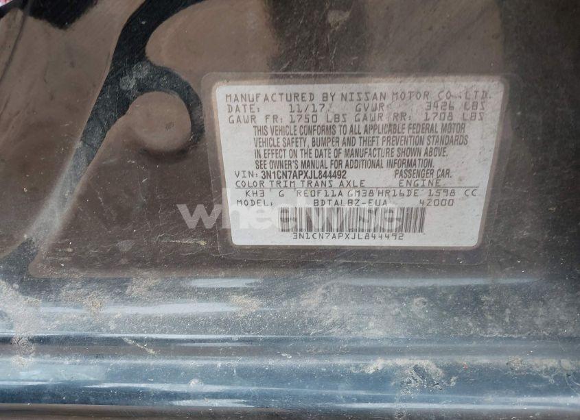 Photo 9 of 2018 Nissan Versa 1.6 SV (VIN 3N1CN7APXJL844492)