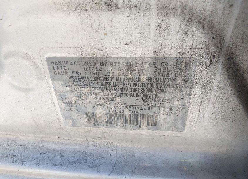 Photo 9 of 2018 Nissan Versa 1.6 SV (VIN 3N1CN7APXJL879307)