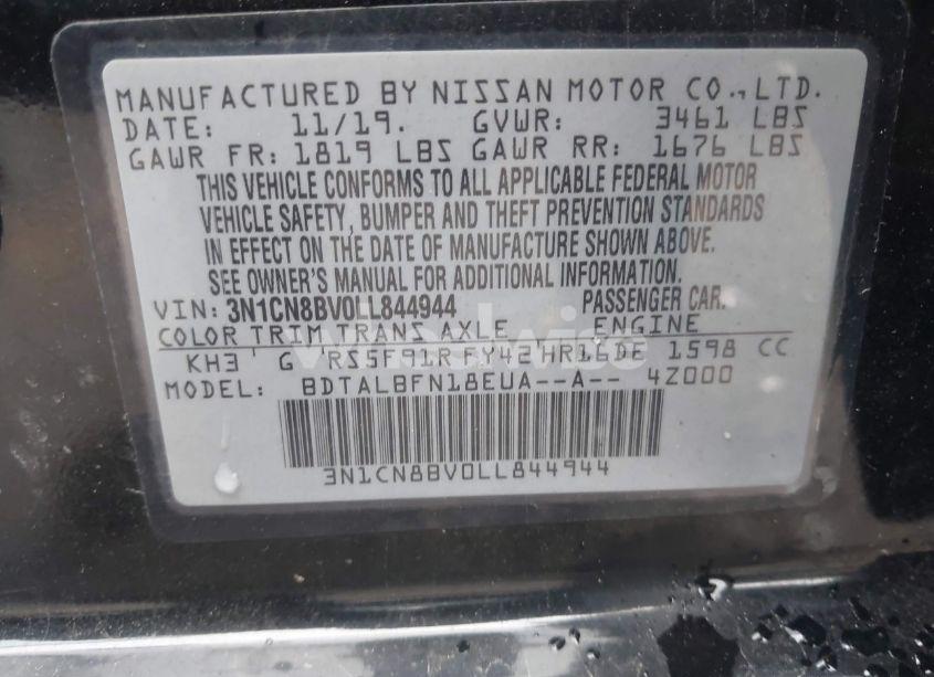 Photo 9 of 2020 Nissan Versa S 5-SPEED MANUAL TRANSMISSION (VIN 3N1CN8BV0LL844944)