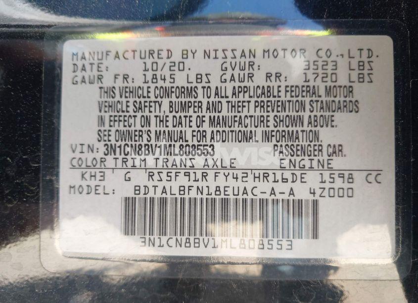 Photo 9 of 2021 Nissan Versa S 5-SPEED MANUAL TRANSMISSION (VIN 3N1CN8BV1ML808553)