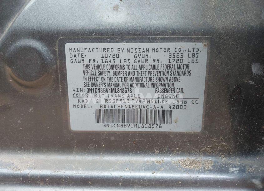 Photo 9 of 2021 Nissan Versa S 5-SPEED MANUAL TRANSMISSION (VIN 3N1CN8BV1ML818578)