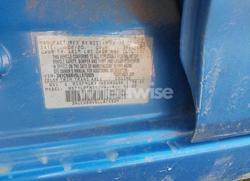 Photo 9 of 2020 Nissan Versa S 5-SPEED MANUAL TRANSMISSION (VIN 3N1CN8BV5LL875509)