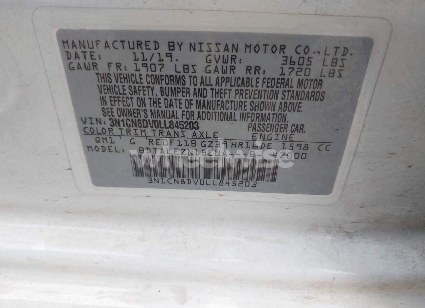 Photo 9 of 2020 Nissan Versa S XTRONIC CVT (VIN 3N1CN8DV0LL845203)