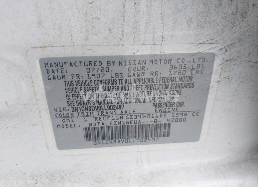 Photo 9 of 2020 Nissan Versa S XTRONIC CVT (VIN 3N1CN8DV0LL902497)