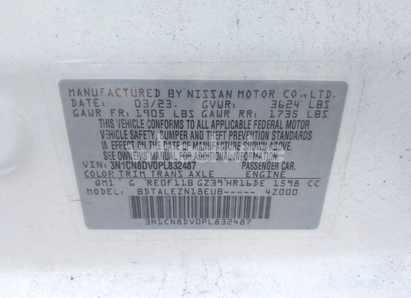 Photo 9 of 2023 Nissan Versa 1.6 S XTRONIC CVT (VIN 3N1CN8DV0PL832487)