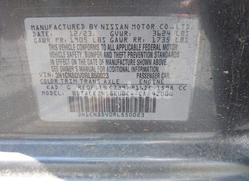 Photo 9 of 2024 Nissan Versa 1.6 S (VIN 3N1CN8DV0RL850023)