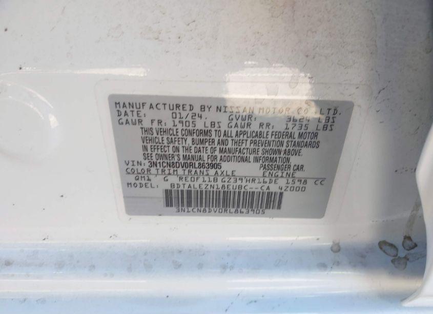 Photo 9 of 2024 Nissan Versa 1.6 S (VIN 3N1CN8DV0RL863905)