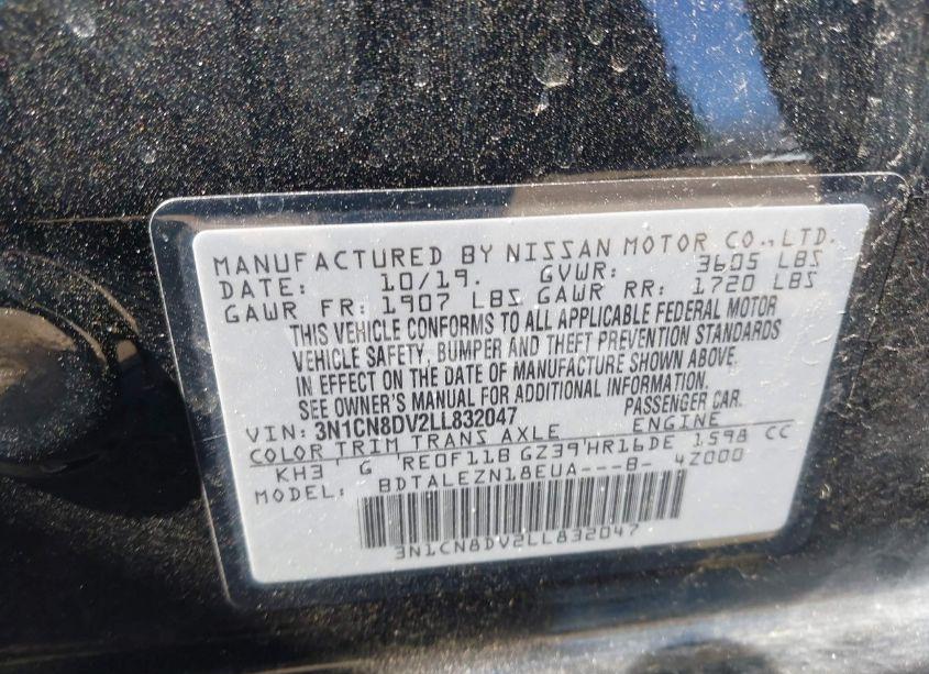 Photo 9 of 2020 Nissan Versa S XTRONIC CVT (VIN 3N1CN8DV2LL832047)