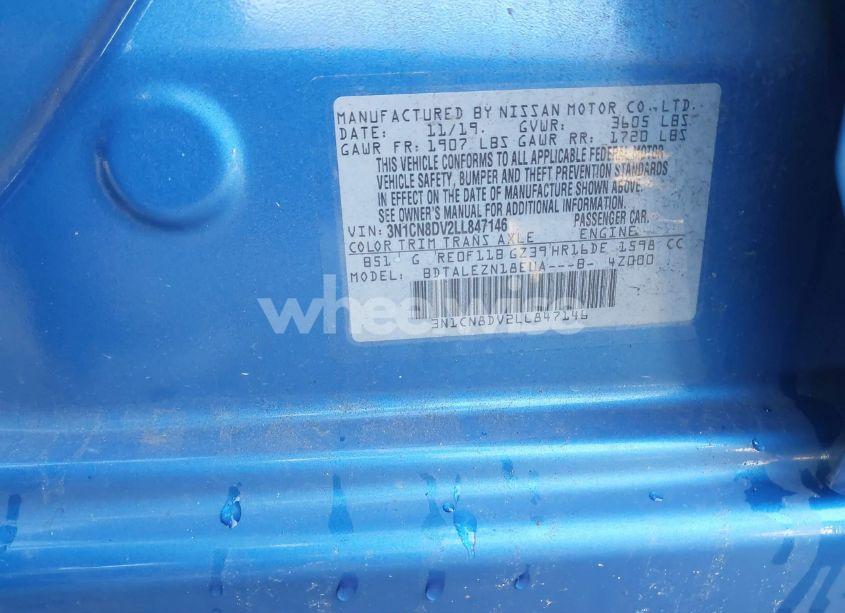 Photo 9 of 2020 Nissan Versa S XTRONIC CVT (VIN 3N1CN8DV2LL847146)