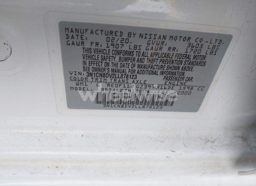 Photo 9 of 2020 Nissan Versa S XTRONIC CVT (VIN 3N1CN8DV2LL878123)