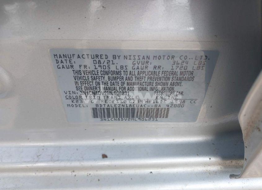 Photo 9 of 2021 Nissan Versa S XTRONIC CVT (VIN 3N1CN8DV2ML906231)