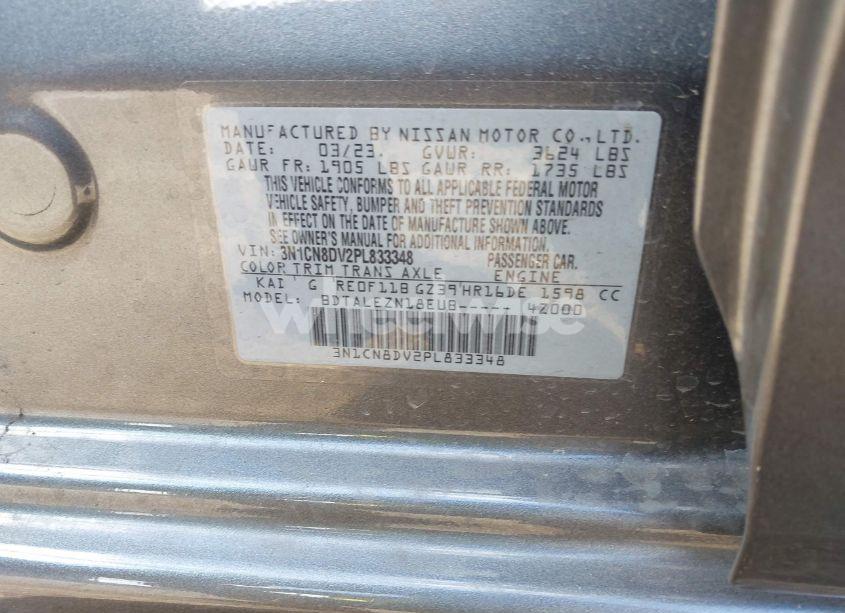 Photo 9 of 2023 Nissan Versa 1.6 S XTRONIC CVT (VIN 3N1CN8DV2PL833348)