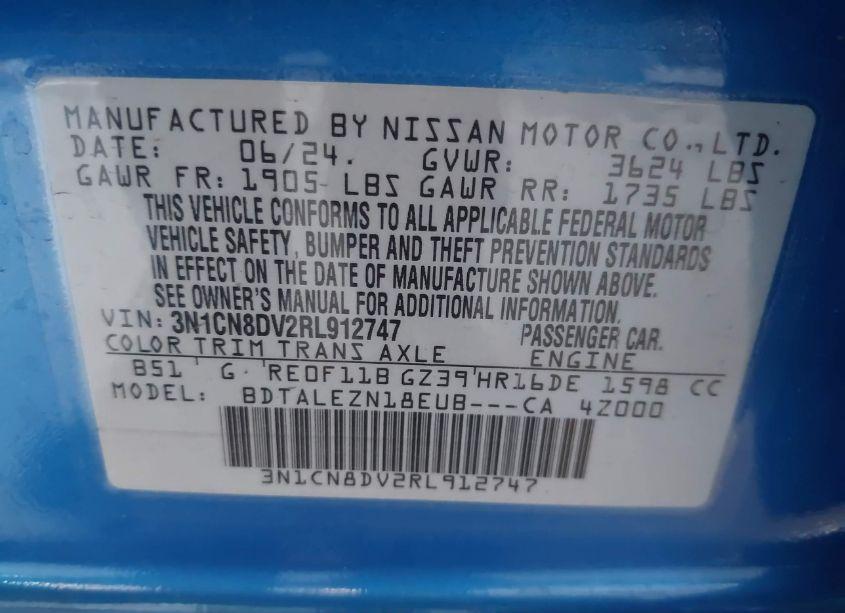 Photo 9 of 2024 Nissan Versa 1.6 S (VIN 3N1CN8DV2RL912747)