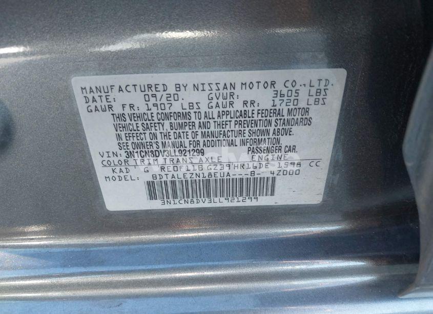 Photo 9 of 2020 Nissan Versa S XTRONIC CVT (VIN 3N1CN8DV3LL921299)