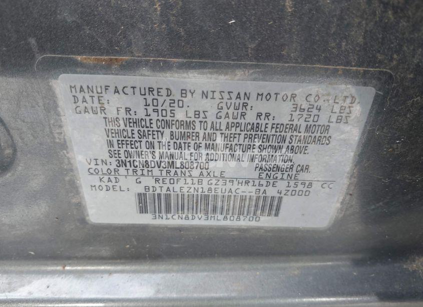 Photo 9 of 2021 Nissan Versa S XTRONIC CVT (VIN 3N1CN8DV3ML808700)