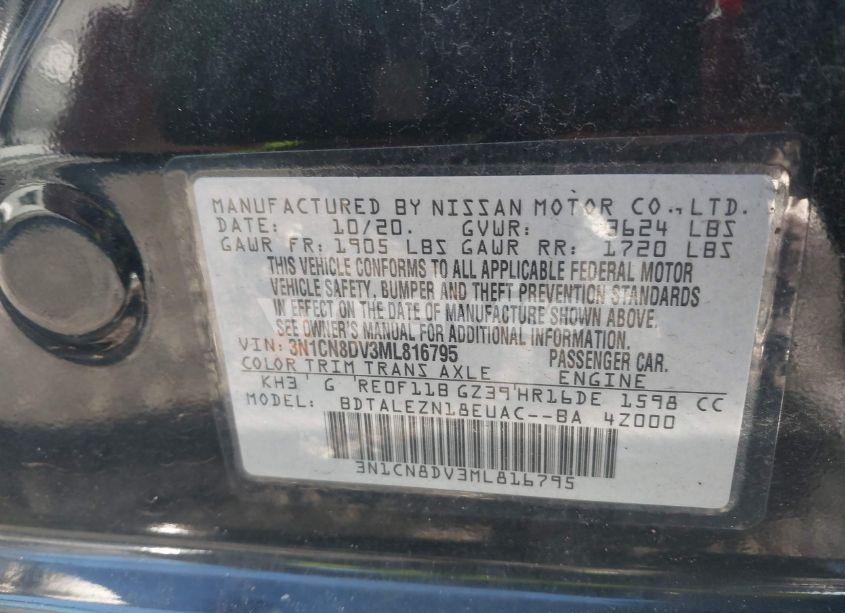 Photo 9 of 2021 Nissan Versa S XTRONIC CVT (VIN 3N1CN8DV3ML816795)