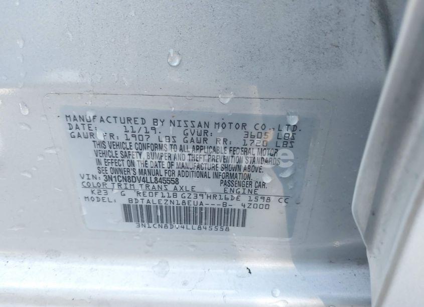 Photo 9 of 2020 Nissan Versa S (VIN 3N1CN8DV4LL845558)