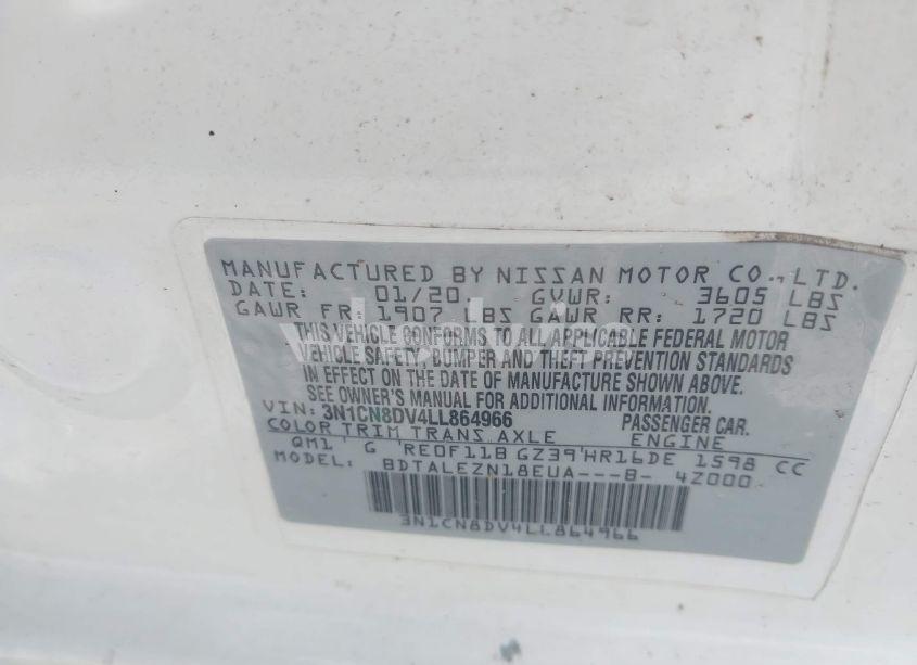 Photo 9 of 2020 Nissan Versa S XTRONIC CVT (VIN 3N1CN8DV4LL864966)