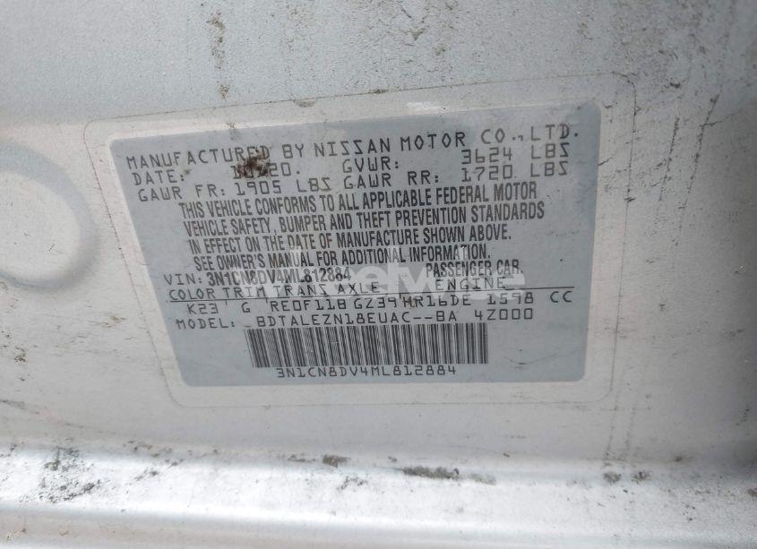 Photo 9 of 2021 Nissan Versa S XTRONIC CVT (VIN 3N1CN8DV4ML812884)