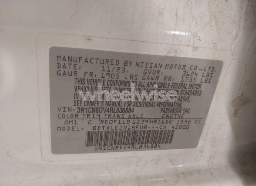 Photo 9 of 2024 Nissan Versa 1.6 S (VIN 3N1CN8DV4RL836884)