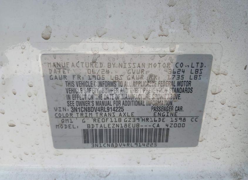 Photo 9 of 2024 Nissan Versa 1.6 S (VIN 3N1CN8DV4RL914225)