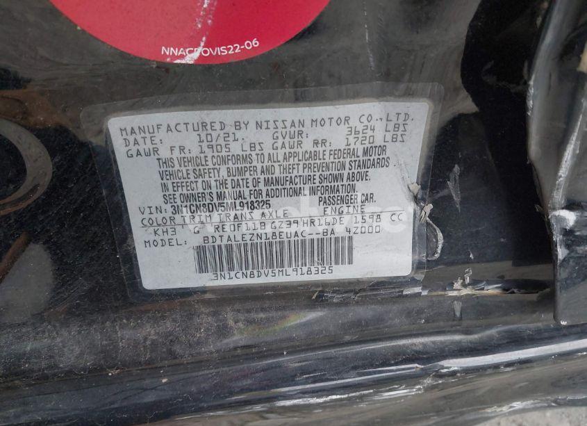 Photo 9 of 2021 Nissan Versa S XTRONIC CVT (VIN 3N1CN8DV5ML918325)