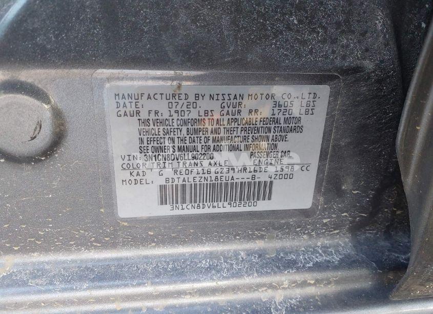 Photo 9 of 2020 Nissan Versa S XTRONIC CVT (VIN 3N1CN8DV6LL902200)