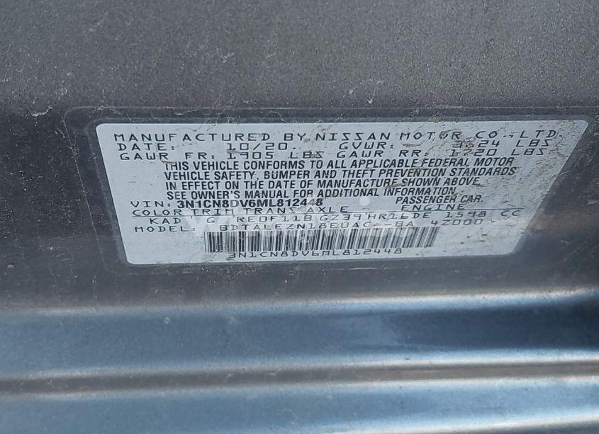 Photo 9 of 2021 Nissan Versa S XTRONIC CVT (VIN 3N1CN8DV6ML812448)