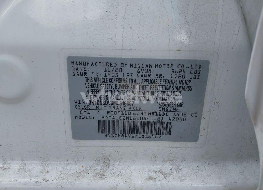 Photo 9 of 2021 Nissan Versa S XTRONIC CVT (VIN 3N1CN8DV6ML816967)