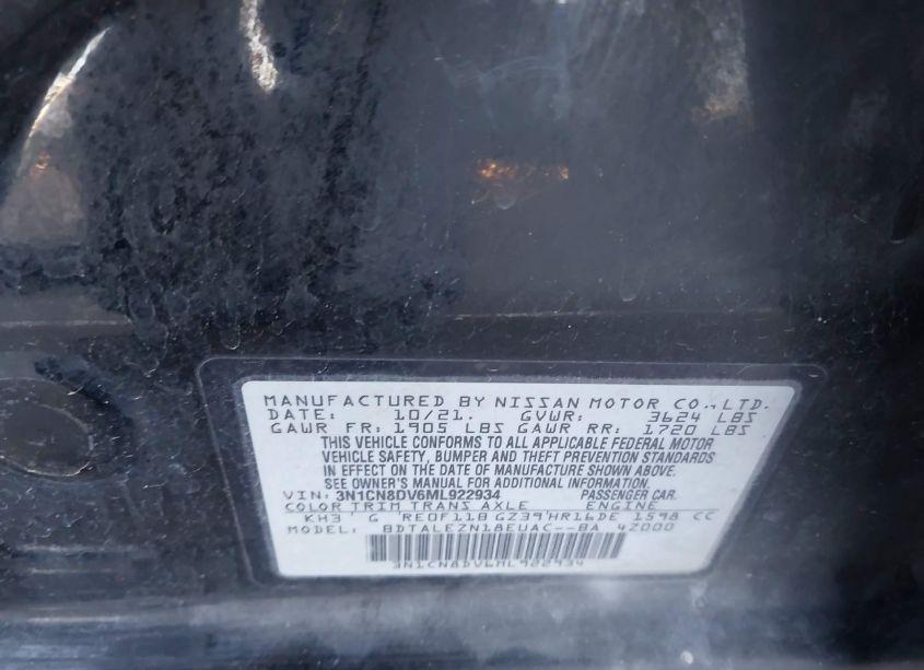 Photo 9 of 2021 Nissan Versa S XTRONIC CVT (VIN 3N1CN8DV6ML922934)