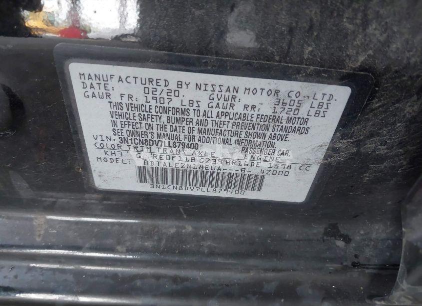 Photo 9 of 2020 Nissan Versa S XTRONIC CVT (VIN 3N1CN8DV7LL879400)