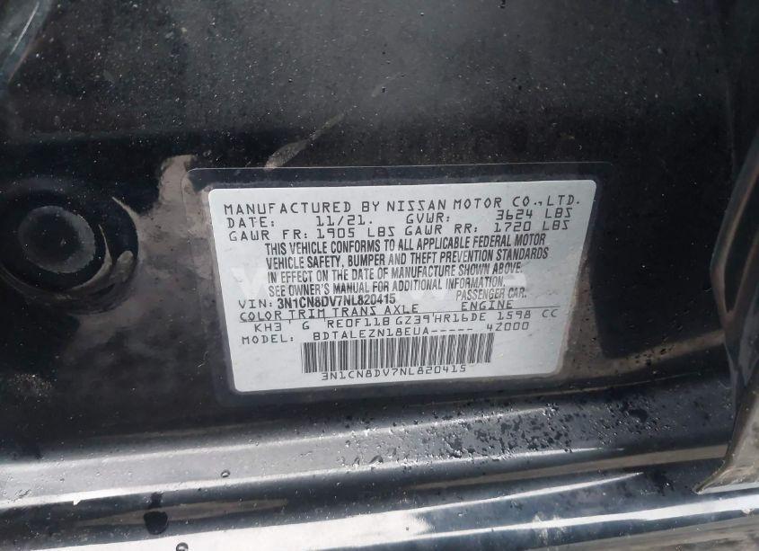 Photo 9 of 2022 Nissan Versa 1.6 S XTRONIC CVT (VIN 3N1CN8DV7NL820415)