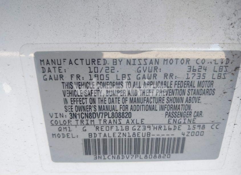 Photo 9 of 2023 Nissan Versa 1.6 S XTRONIC CVT (VIN 3N1CN8DV7PL808820)