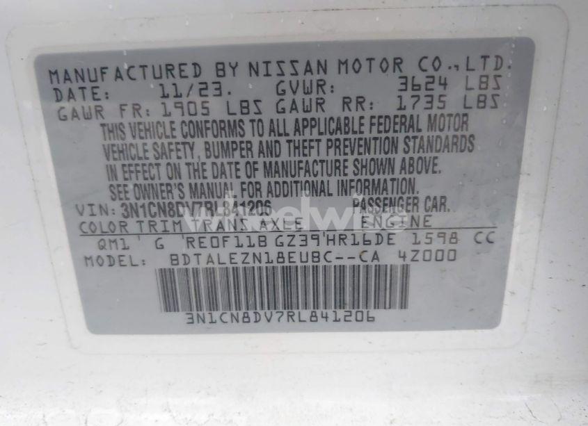 Photo 9 of 2024 Nissan Versa 1.6 S (VIN 3N1CN8DV7RL841206)