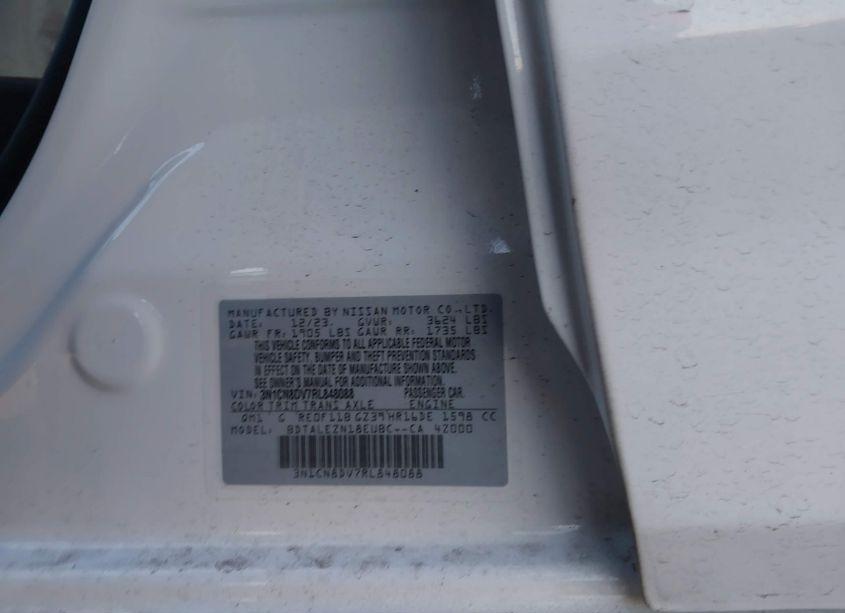 Photo 9 of 2024 Nissan Versa 1.6 S (VIN 3N1CN8DV7RL848088)